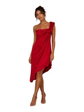 Max and Cleo One Shoulder Dress – Red, Size 8